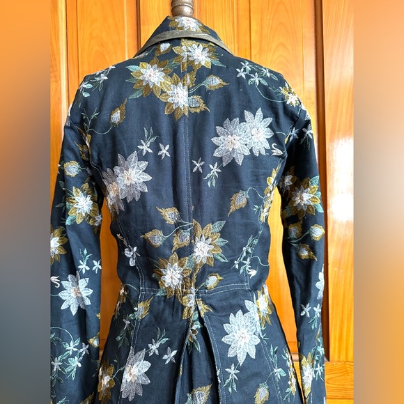 Neesh by DAR Anthropologie tapestry frock coat medium cotton linen embroidered - Picture 8 of 9